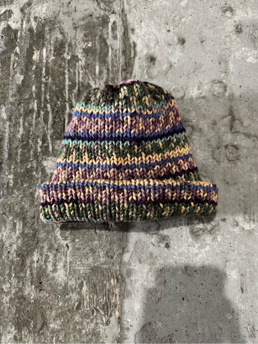 Multicolor Striped Knit Beanie Hat